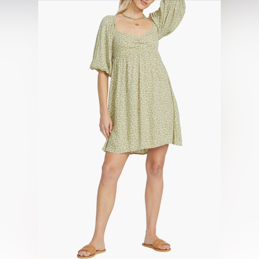 Billabong Ray of Sun Floral Puff Sleeve Dress (Like New)